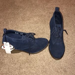 NWT Sonoma blue suede booties